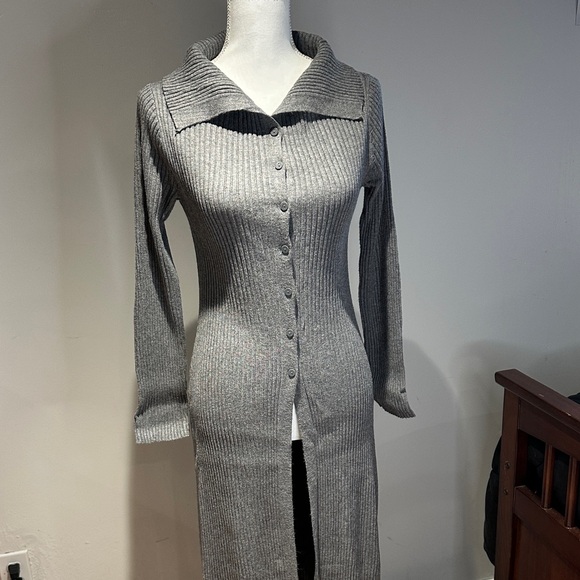 Pink Rose Heather Gray Ribbed Cardigan - Picture 4 of 6